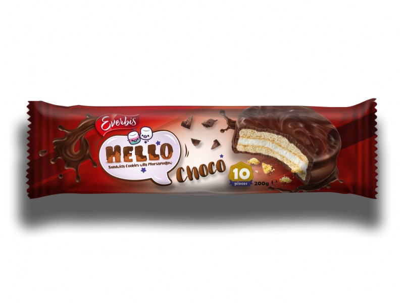 Печиво затяжне глазуроване «Hello Choco» з начинкою маршмелоу 