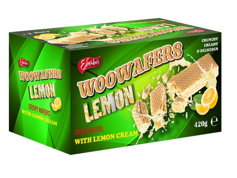 Вафлі «WOOWAFERS LEMON» з начинкою зі смаком лимона